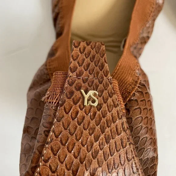 Yosi Samra Ballet Flats Tan Leather Snakeskin Print Women's Size 7 Foldable - Picture 7 of 7